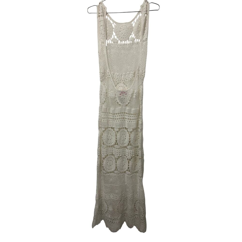 Miss June Cotton Crochet Keyhole Back Angel Long Maxi Dress White Women's Size 1 - Picture 6 of 10